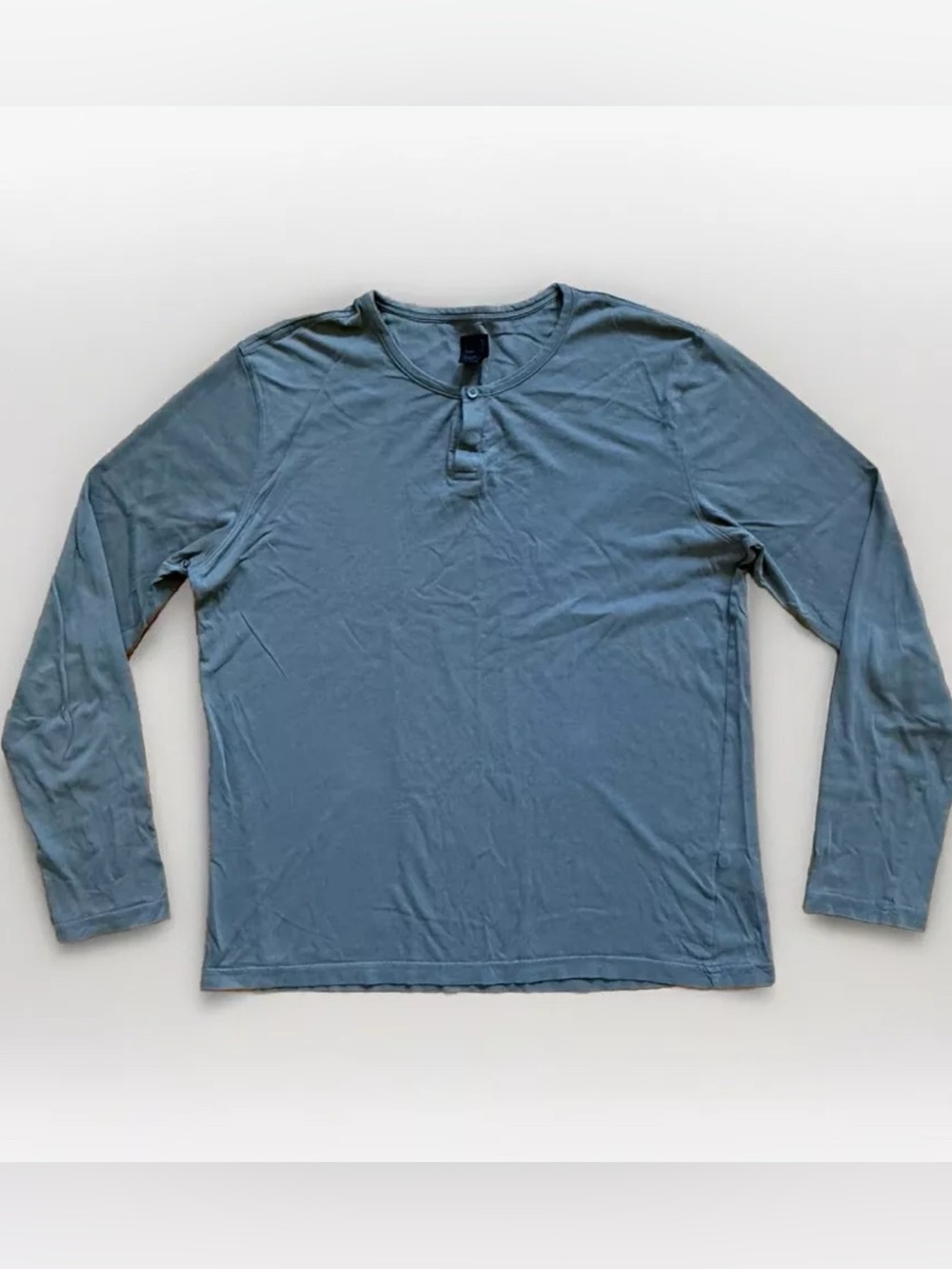 14th & Union Men Size M 100% Cotton Pullover Long Sleeve Grey Used Henley Shirt